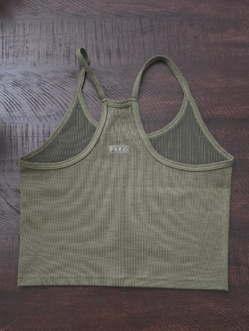 Fleo Olive Ribbed Racerback Crop Tank Top - Picture 2 of 2